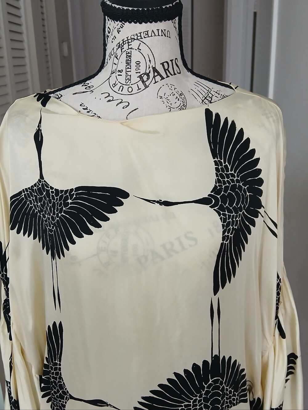 KHAITE Zelma Black & Cream Crane Print Dress - Picture 6 of 16